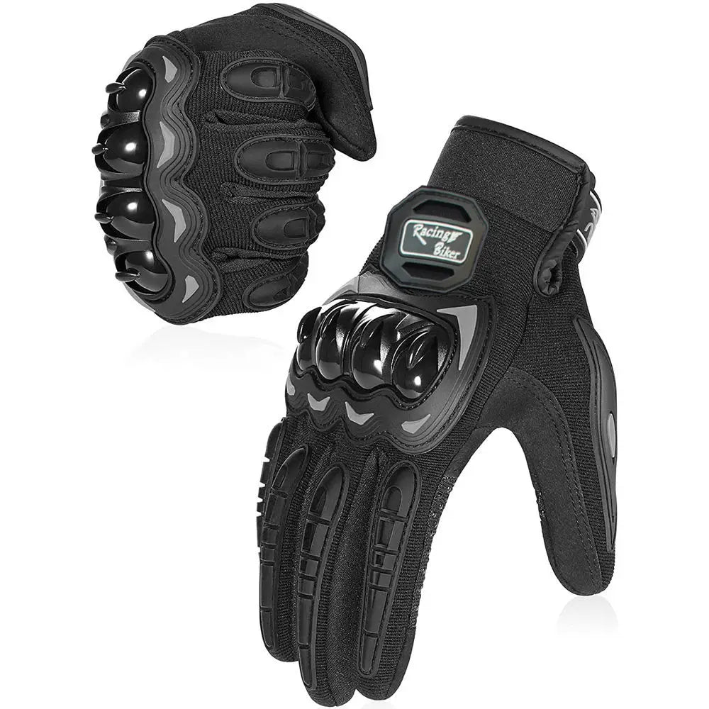 Guante de moto negro con protector